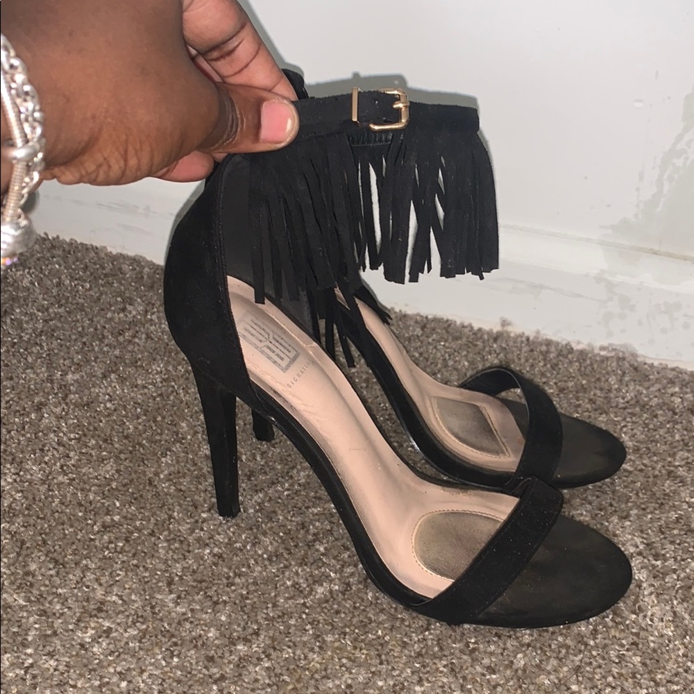 Signature Black Fringe Stiletto Heels